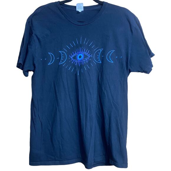 Aesthetic Celestial Mystical Moon Phases Evil Eye black graphic tee - Large - Picture 1 of 5